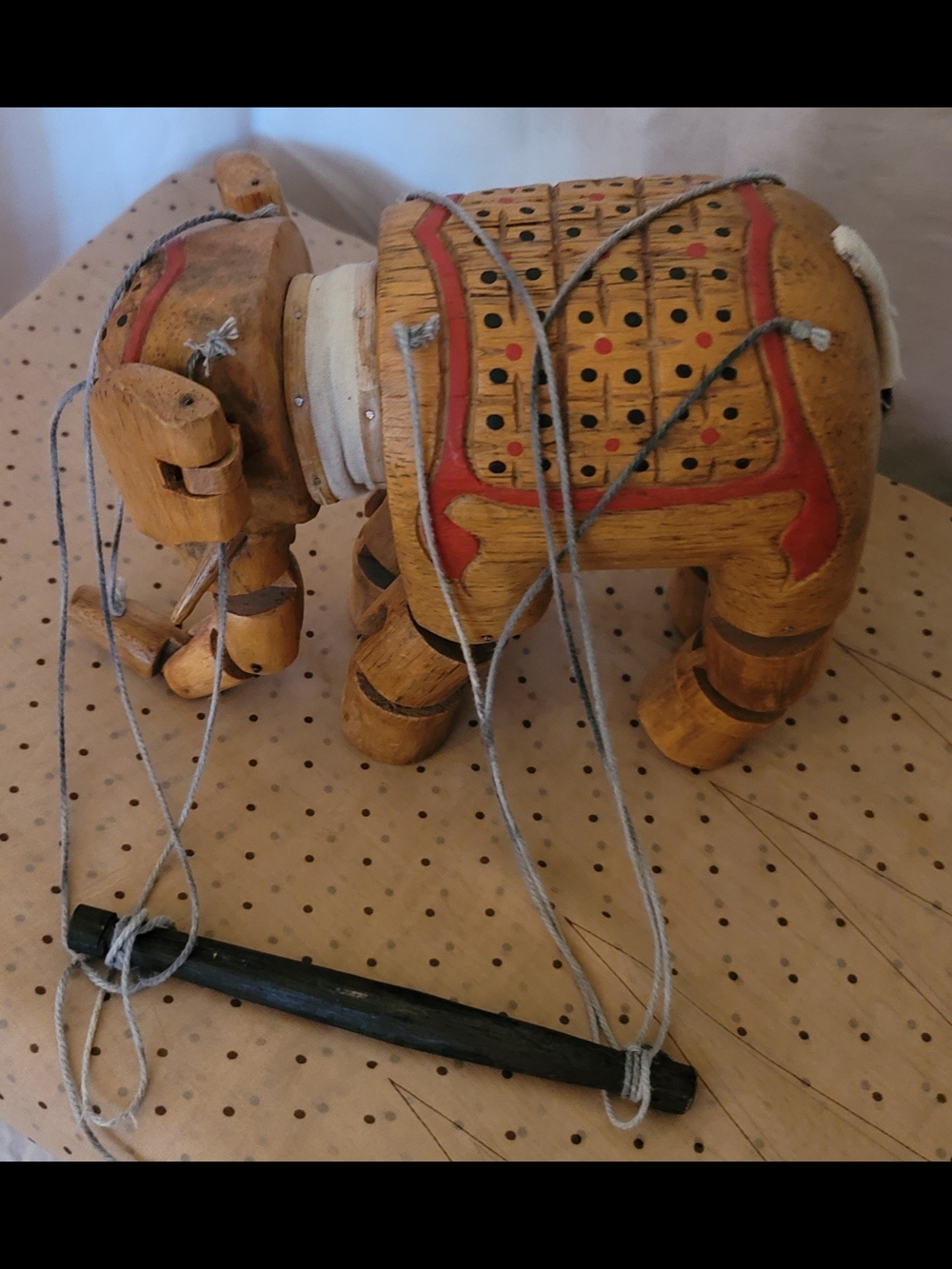 Vintage Marionette Wooden Elephant